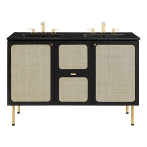 Modway Chaucer 48&quot Double Sink Wood & Metal Bathroom Vanity in Black