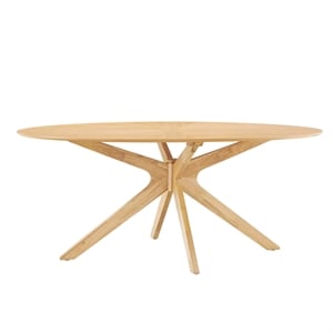 Modway Crossroads 71&quot Oval Modern Wood Dining Table with Legs in Oak