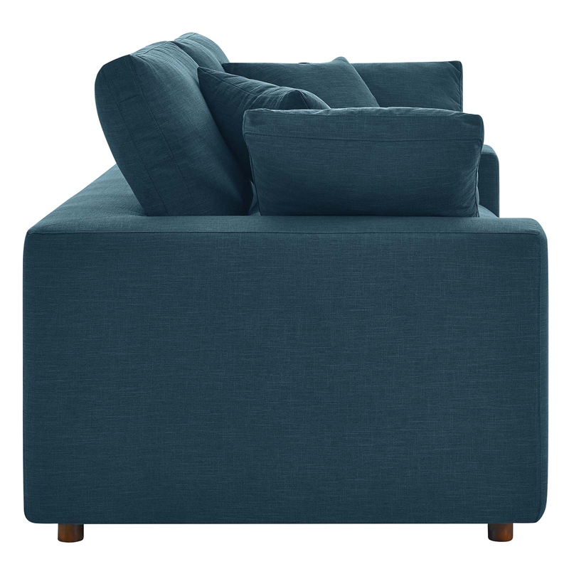 Modway Commix Upholstered Modern Fabric & Wood Loveseat in Azure