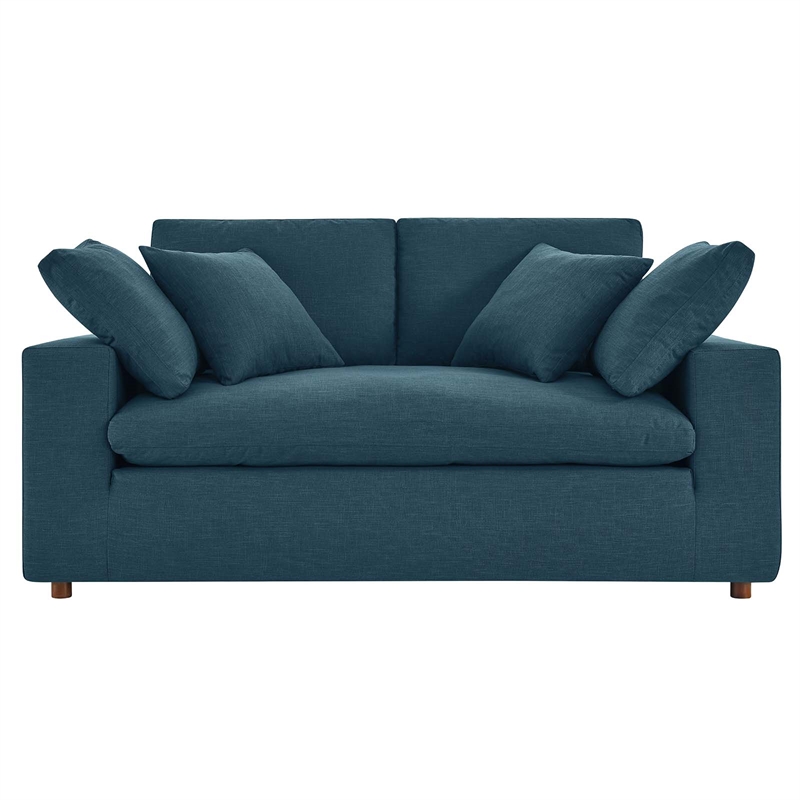 Modway Commix Upholstered Modern Fabric & Wood Loveseat in Azure