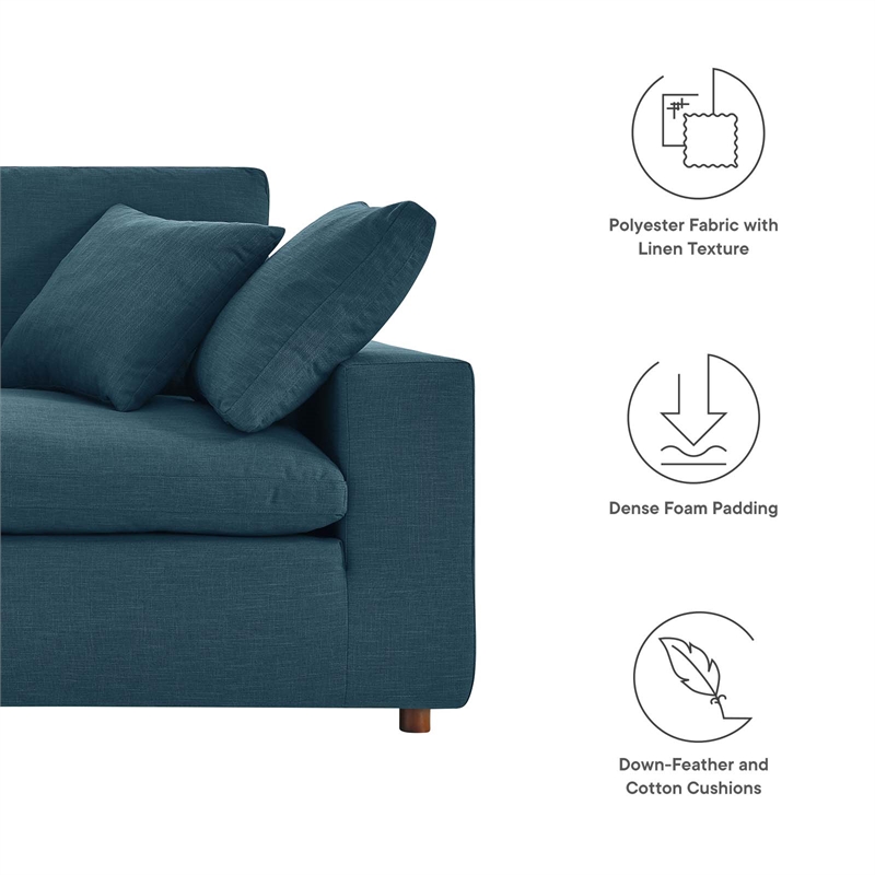 Modway Commix Upholstered Modern Fabric & Wood Loveseat in Azure