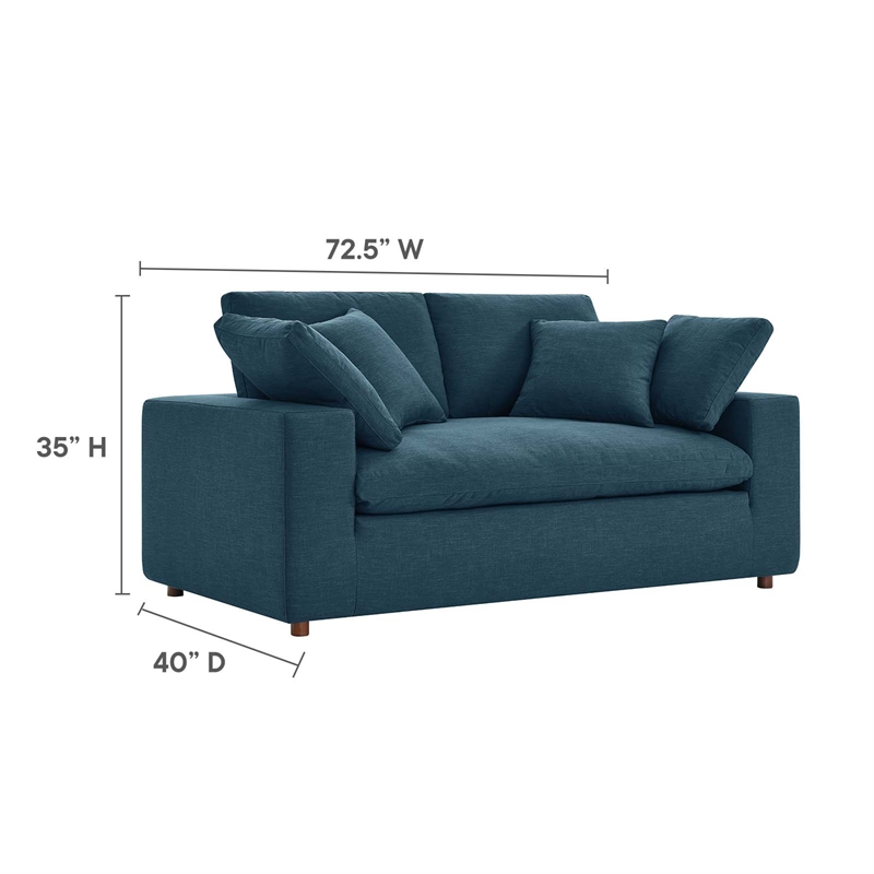 Modway Commix Upholstered Modern Fabric & Wood Loveseat in Azure