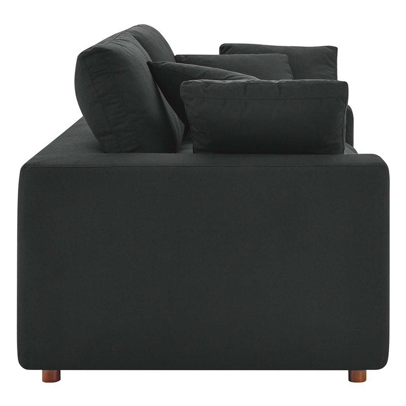 Modway Commix Upholstered Modern Fabric & Wood Loveseat in Black