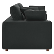 Modway Commix Upholstered Modern Fabric & Wood Loveseat in Black
