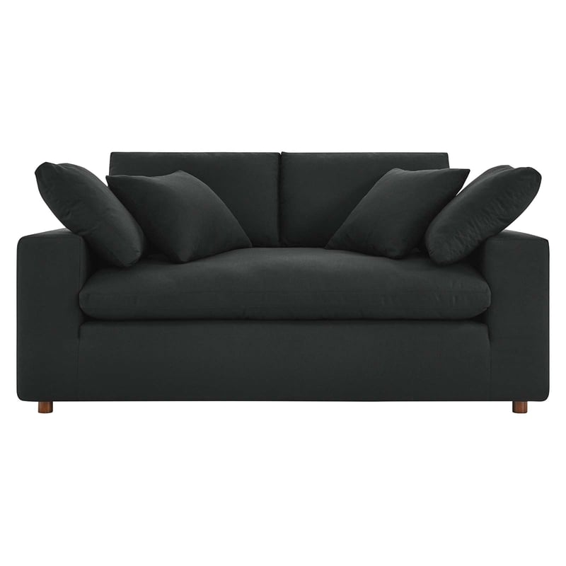 Modway Commix Upholstered Modern Fabric & Wood Loveseat in Black