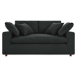 Modway Commix Upholstered Modern Fabric & Wood Loveseat in Black