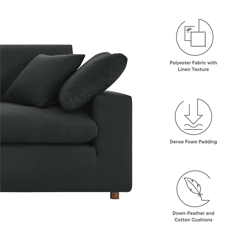 Modway Commix Upholstered Modern Fabric & Wood Loveseat in Black