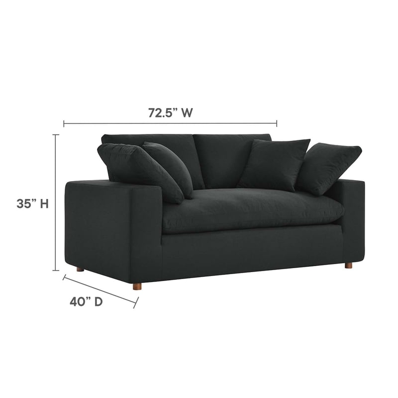 Modway Commix Upholstered Modern Fabric & Wood Loveseat in Black