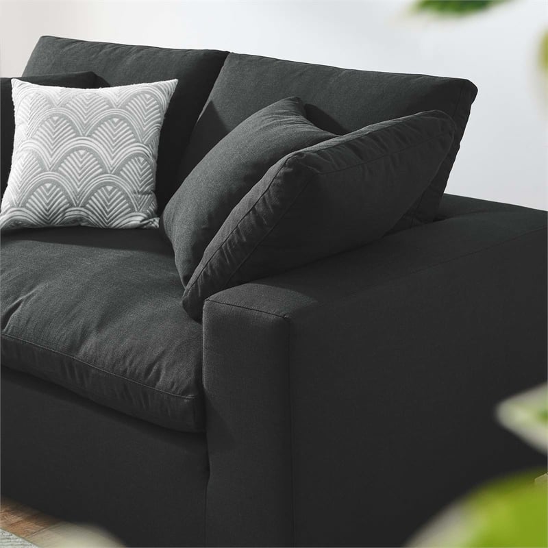 Modway Commix Upholstered Modern Fabric & Wood Loveseat in Black