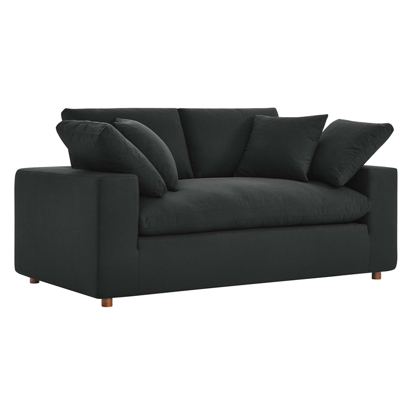 Modway Commix Upholstered Modern Fabric & Wood Loveseat in Black