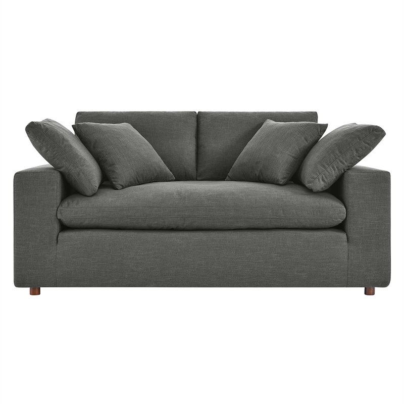 Modway Commix Upholstered Modern Fabric & Wood Loveseat in Gray