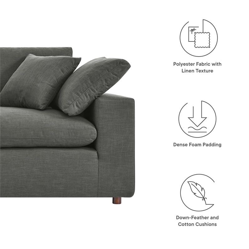 Modway Commix Upholstered Modern Fabric & Wood Loveseat in Gray