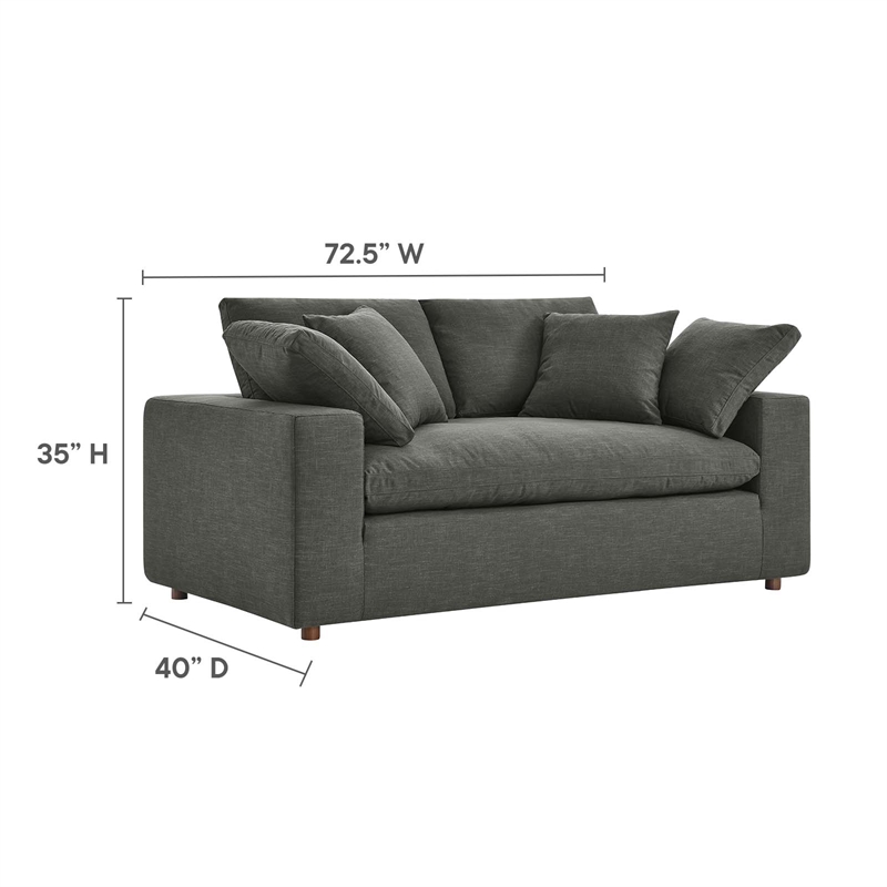 Modway Commix Upholstered Modern Fabric & Wood Loveseat in Gray