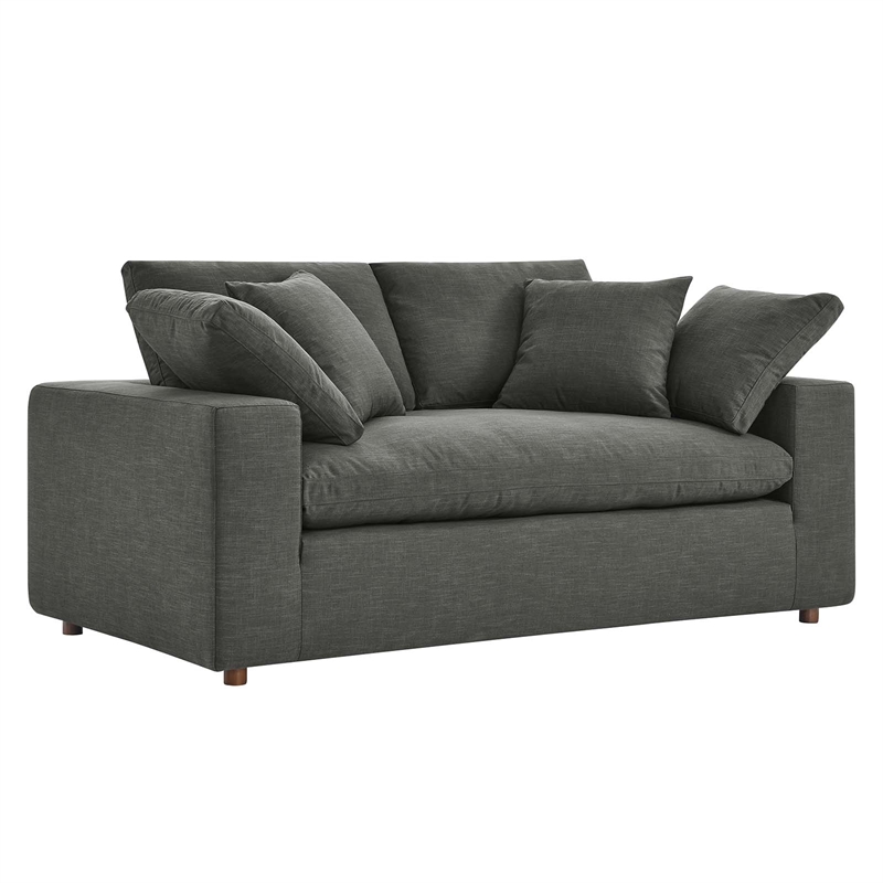 Modway Commix Upholstered Modern Fabric & Wood Loveseat in Gray