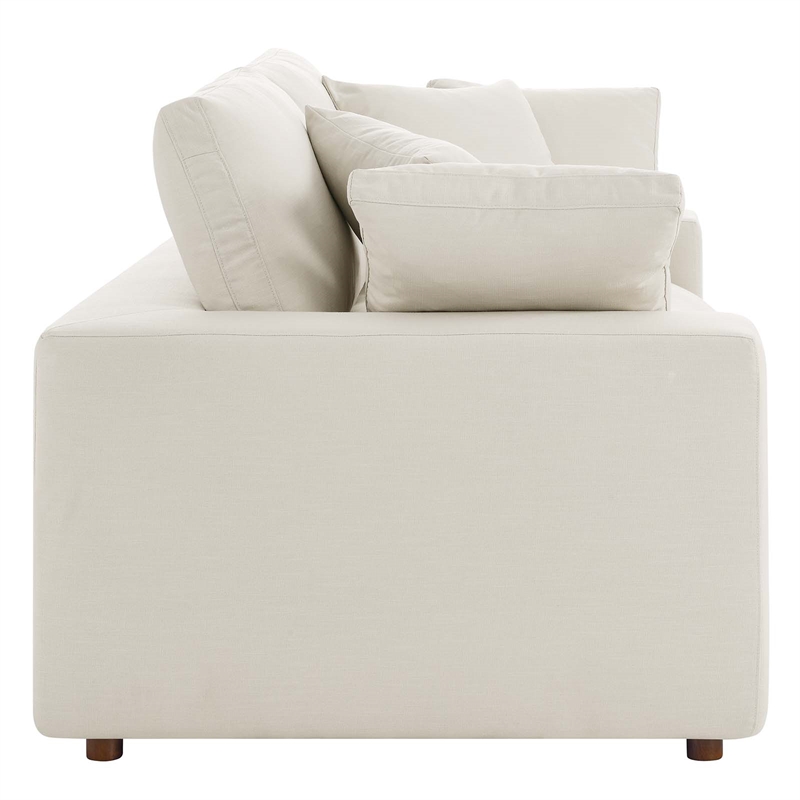 modway commix upholstered modern fabric & wood loveseat in light beige