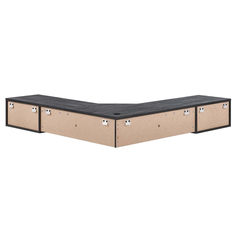 Modway Render Wall Mount Corner Modern Wood Office Desk in Charcoal