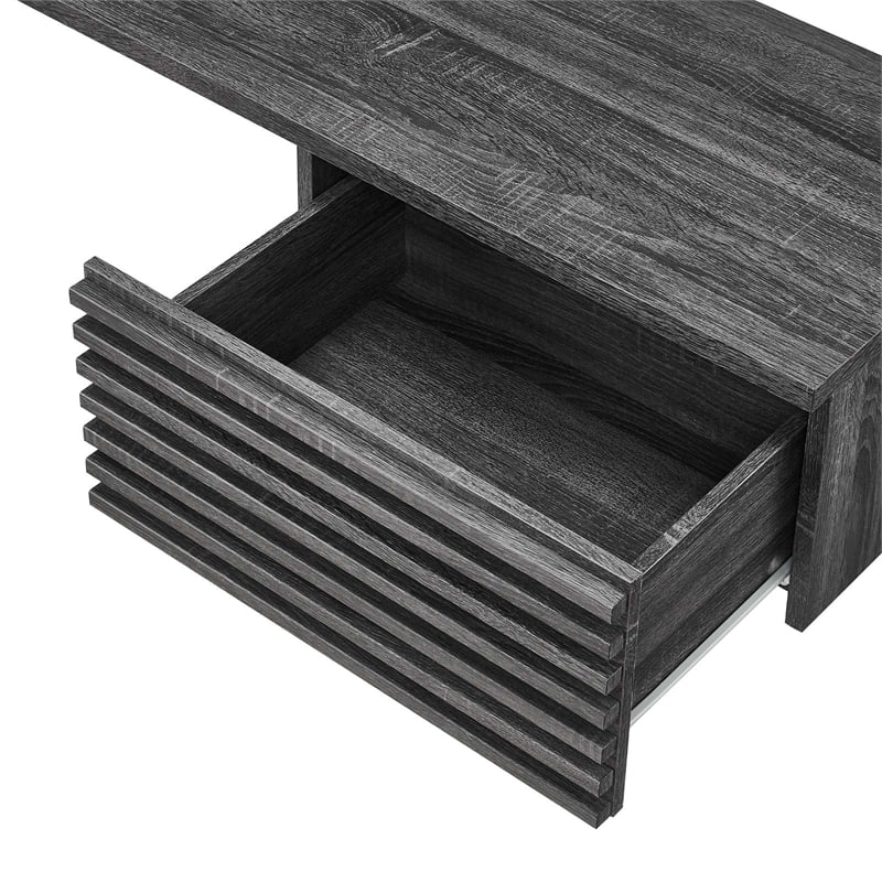 Modway Render Wall Mount Corner Modern Wood Office Desk in Charcoal