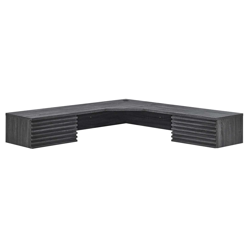 Modway Render Wall Mount Corner Modern Wood Office Desk in Charcoal
