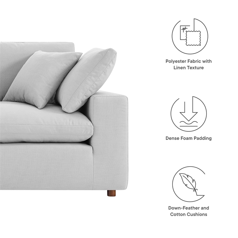 Modway Commix Upholstered Modern Fabric & Wood Loveseat in Light Gray