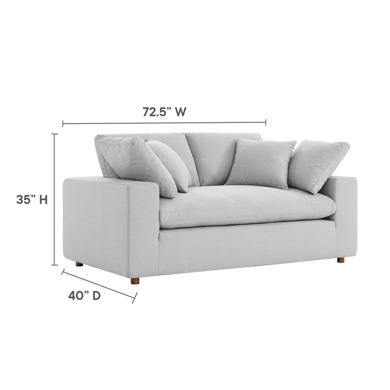 Modway Commix Upholstered Modern Fabric & Wood Loveseat in Light Gray