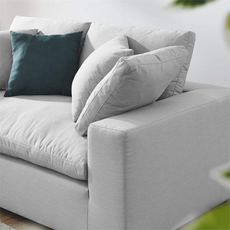 Modway Commix Upholstered Modern Fabric & Wood Loveseat in Light Gray