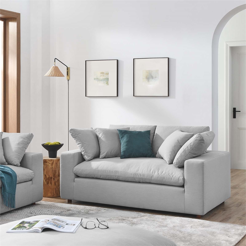 Modway Commix Upholstered Modern Fabric & Wood Loveseat in Light Gray