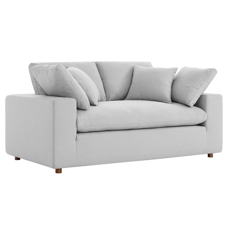 Modway Commix Upholstered Modern Fabric & Wood Loveseat in Light Gray