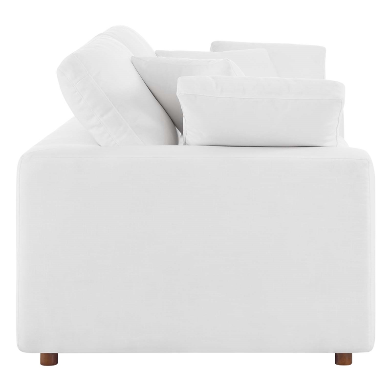 Modway Commix Upholstered Modern Fabric & Wood Loveseat in Pure White