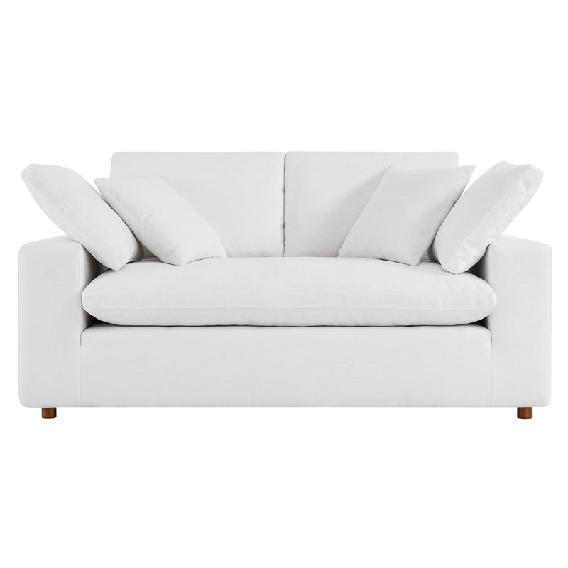 Modway Commix Upholstered Modern Fabric & Wood Loveseat in Pure White