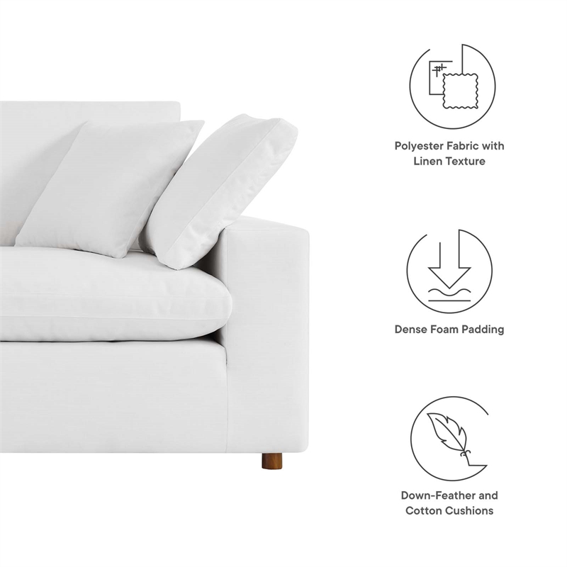 Modway Commix Upholstered Modern Fabric & Wood Loveseat in Pure White