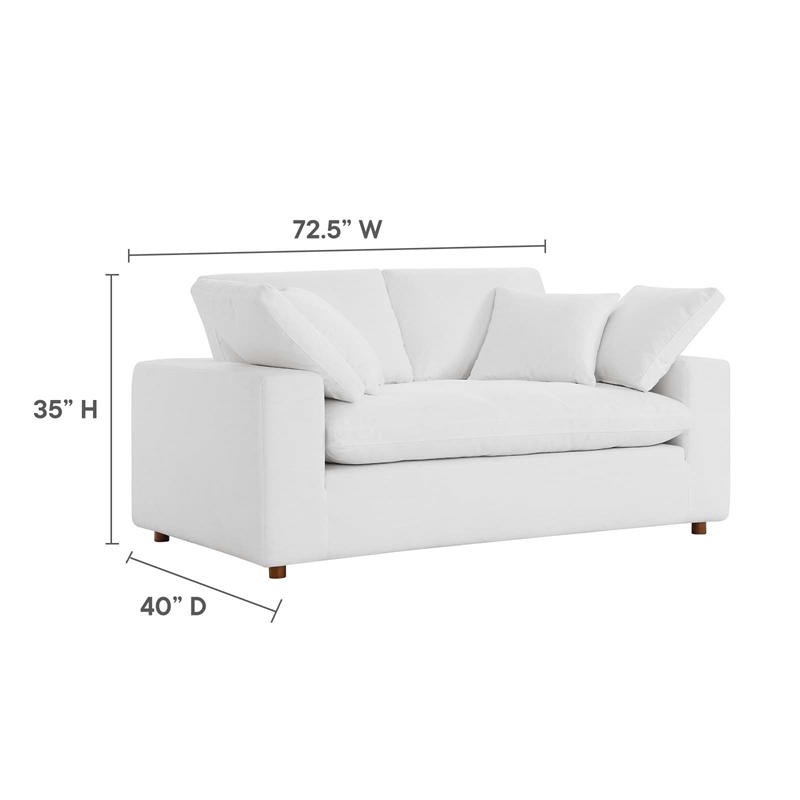 Modway Commix Upholstered Modern Fabric & Wood Loveseat in Pure White