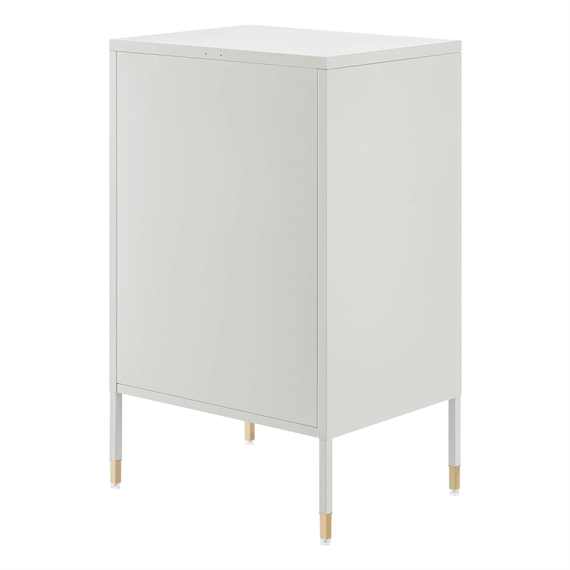 Modway Covelo Metal Side Table with Adjustable Foot Pads in Light Gray