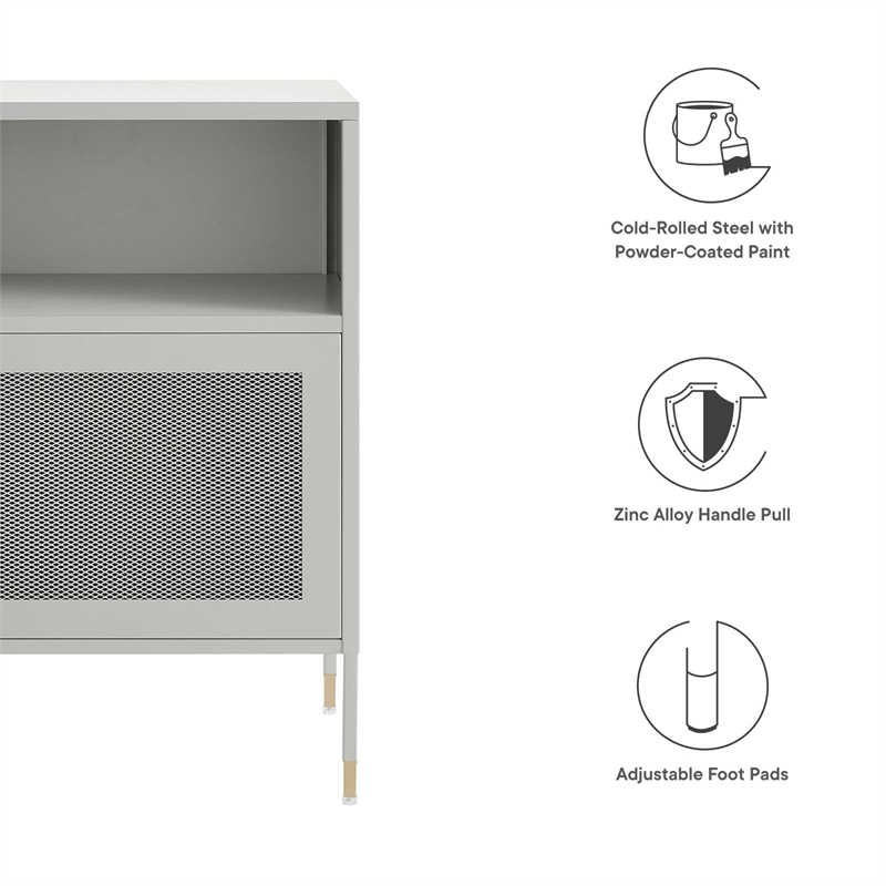 Modway Covelo Metal Side Table with Adjustable Foot Pads in Light Gray
