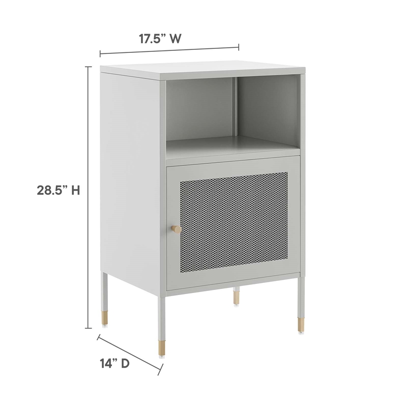 Modway Covelo Metal Side Table with Adjustable Foot Pads in Light Gray