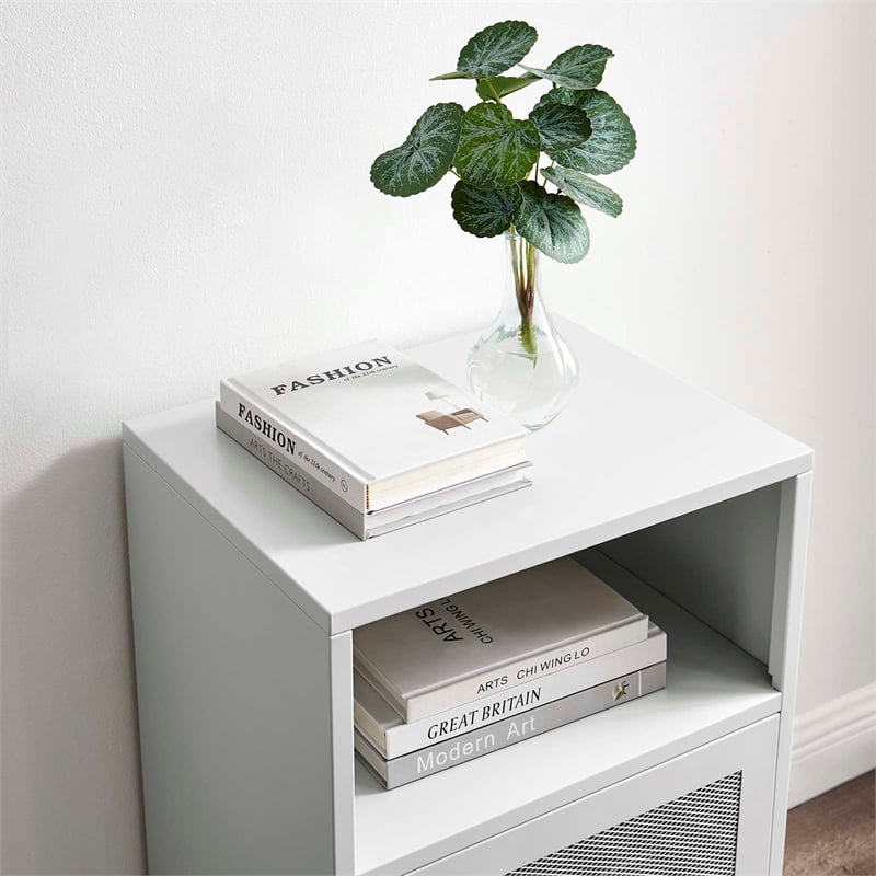 Modway Covelo Metal Side Table with Adjustable Foot Pads in Light Gray
