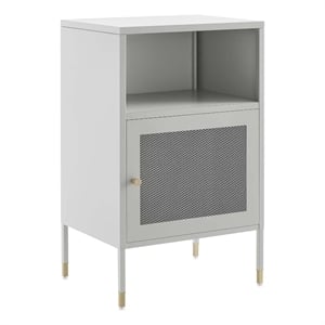 Modway Covelo Metal Side Table with Adjustable Foot Pads in Light Gray