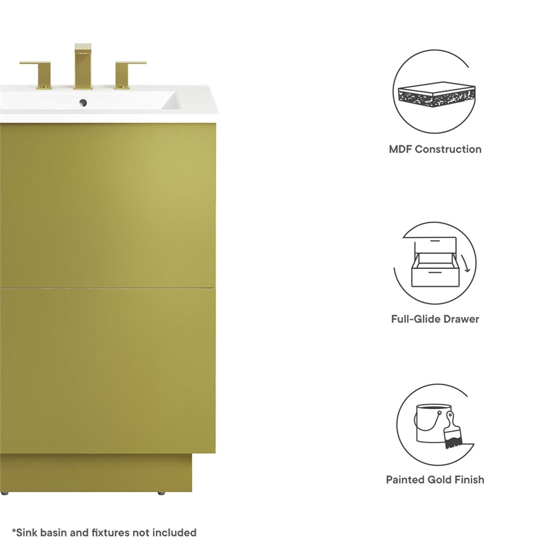 modway quantum 24&quot modern wood bathroom vanity cabinet in gold