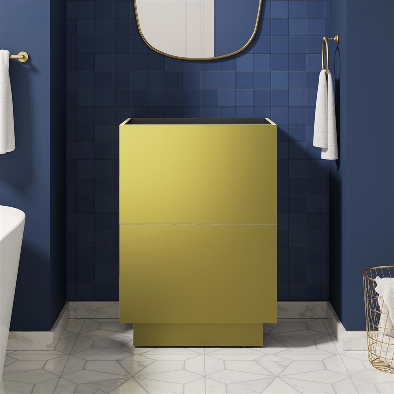 modway quantum 24&quot modern wood bathroom vanity cabinet in gold
