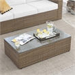 Modway Convene Outdoor Glass & Synthetic Rattan Coffee Table in Brown