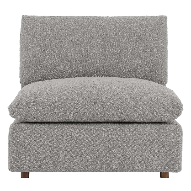 Modway Commix Upholstered Boucle Fabric Armless Chair in Light Gray