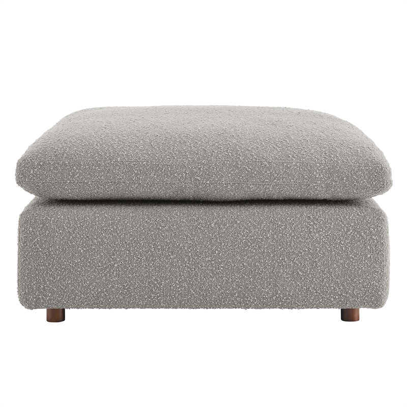 Modway Commix Upholstered Boucle Fabric & Solid Wood Ottoman in Light Gray