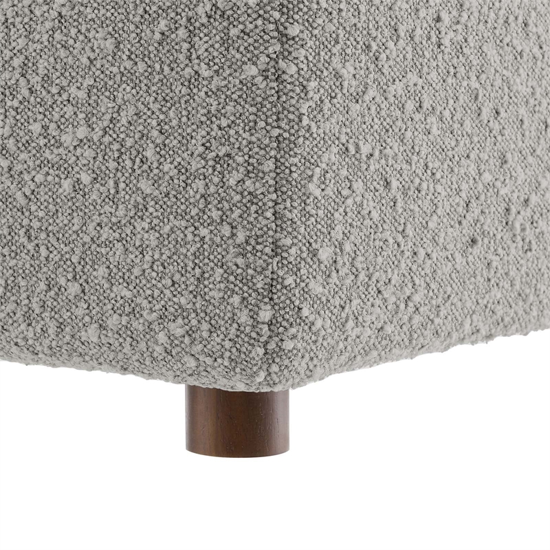 Modway Commix Upholstered Boucle Fabric & Solid Wood Ottoman in Light Gray