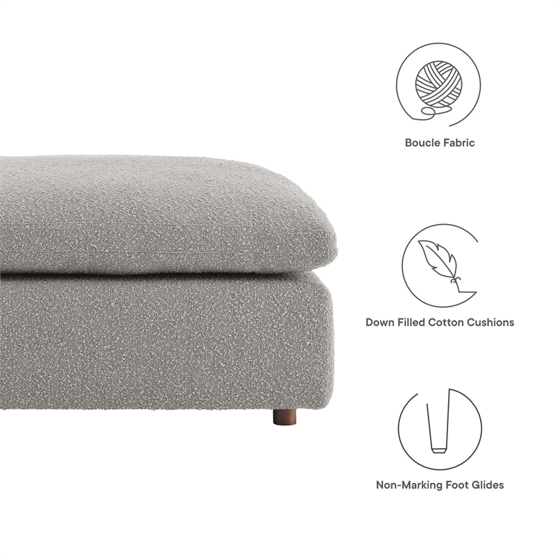 Modway Commix Upholstered Boucle Fabric & Solid Wood Ottoman in Light Gray