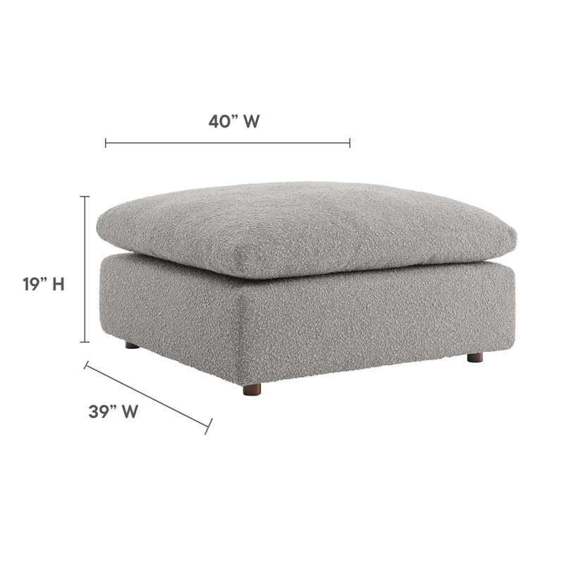 Modway Commix Upholstered Boucle Fabric & Solid Wood Ottoman in Light Gray