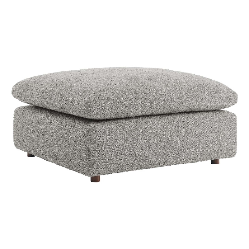 Modway Commix Upholstered Boucle Fabric & Solid Wood Ottoman in Light Gray