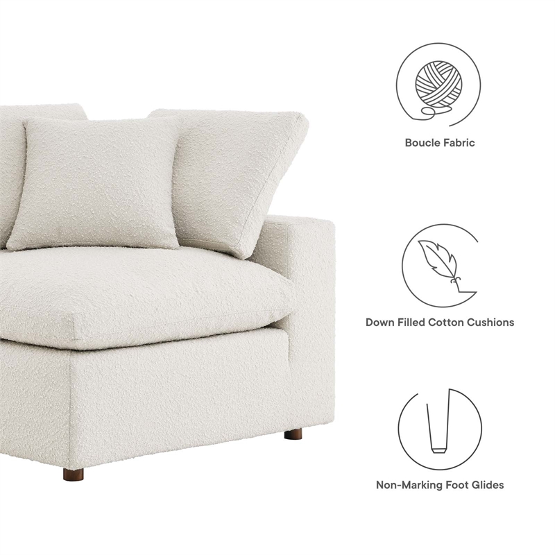 Modway Commix Upholstered Boucle Fabric Corner Chair in Ivory