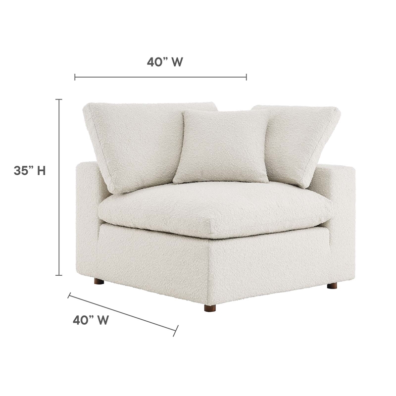 Modway Commix Upholstered Boucle Fabric Corner Chair in Ivory