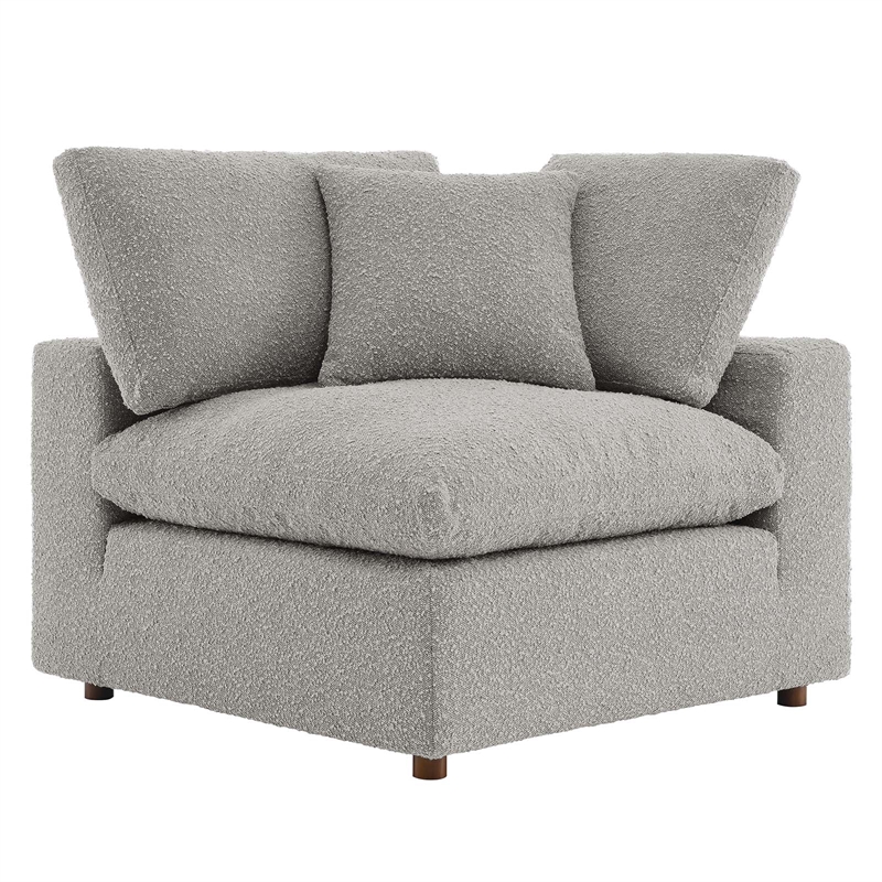 Modway Commix Upholstered Boucle Fabric Corner Chair in Light Gray