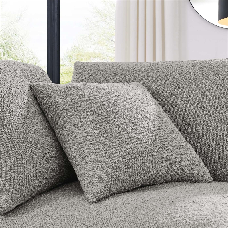 Modway Commix Upholstered Boucle Fabric Corner Chair in Light Gray