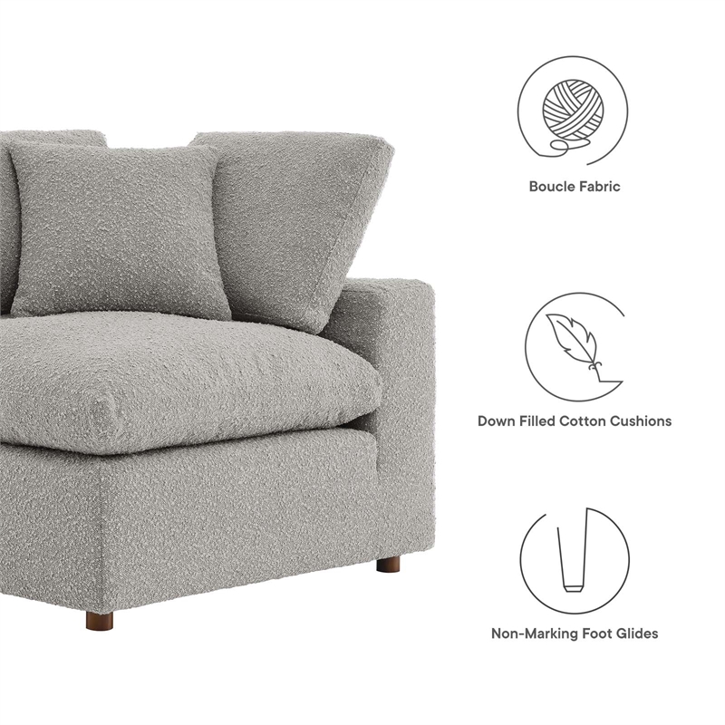 Modway Commix Upholstered Boucle Fabric Corner Chair in Light Gray